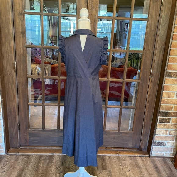 Pietro Brunelli Denim Chambray Ruffle Sleeve A-Line Maternity Dress XS - Picture 3 of 13